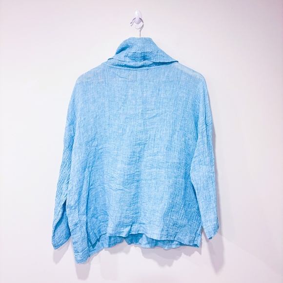 LIV BY HABITAT Blue linen tunic with cowl collar | Relaxed coastal | Medium * - Picture 2 of 8